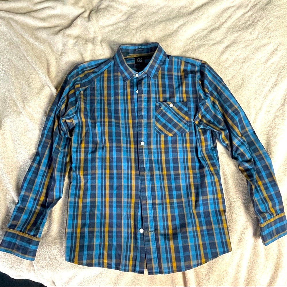Volcom Button Down - Blue And Gold. - image 1